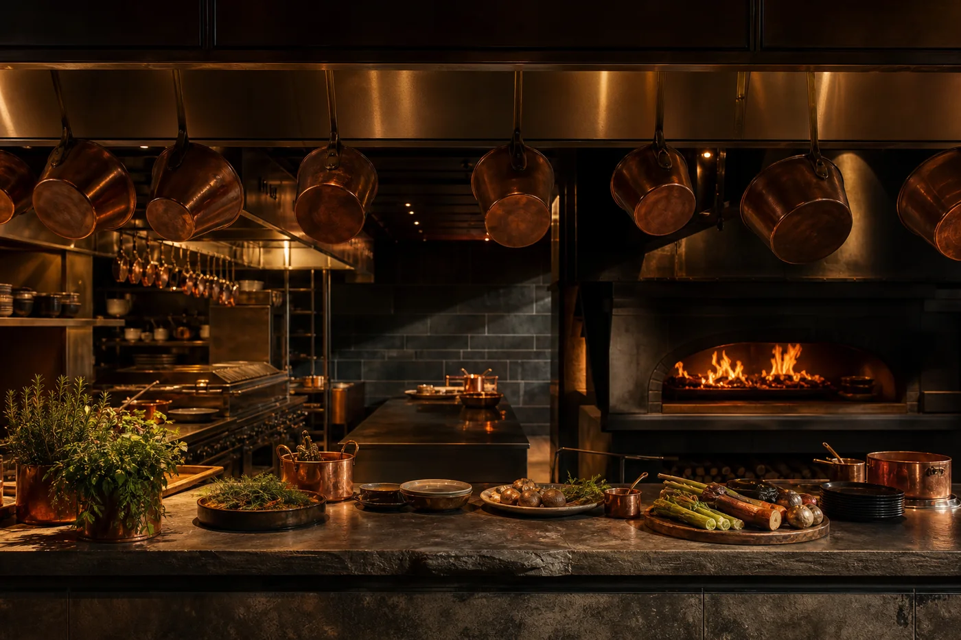 Restaurant kitchen and cookware