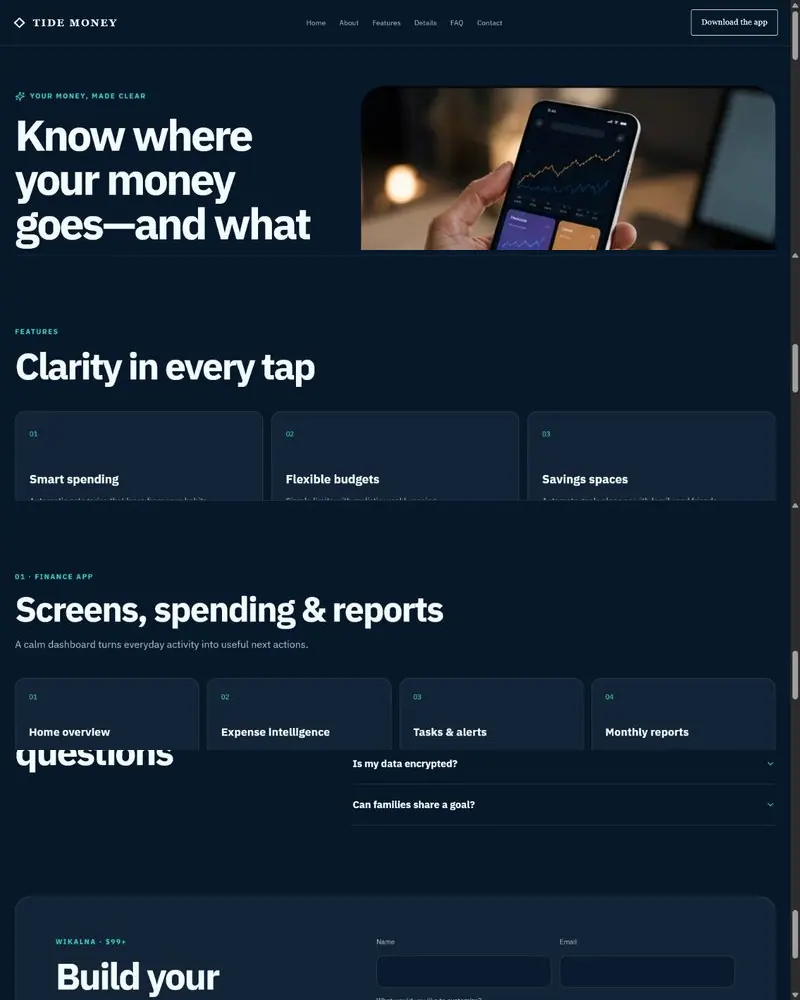 Finance & Technology App — Premium landing page visual