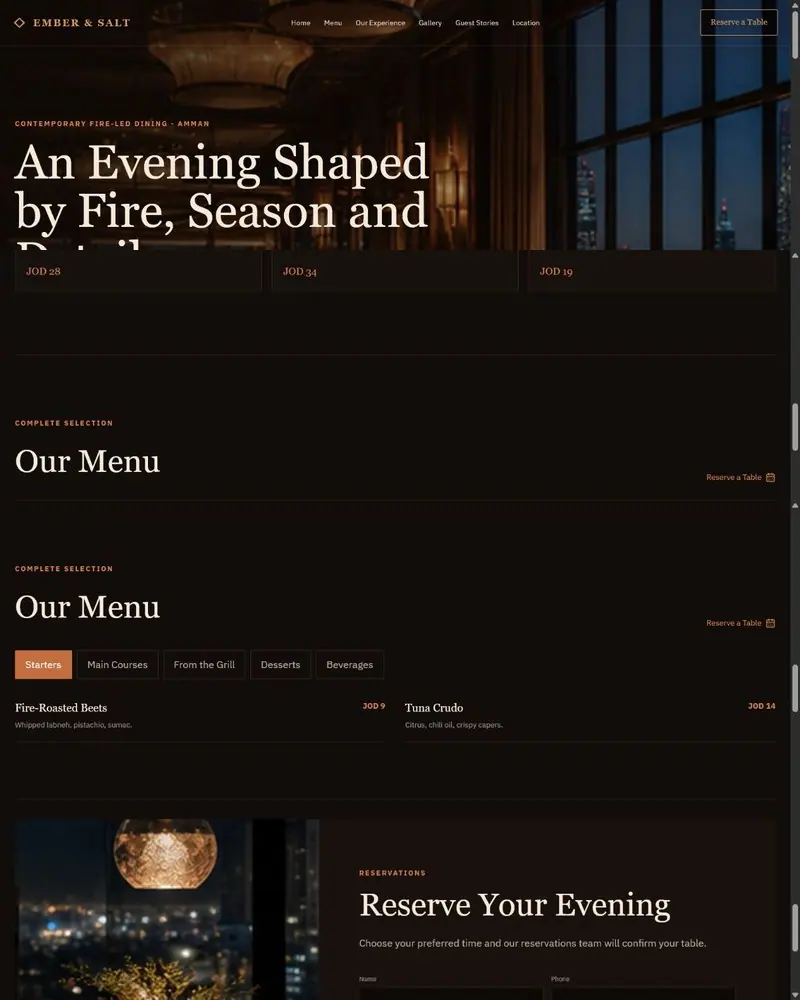 Luxury Restaurant — Premium landing page visual