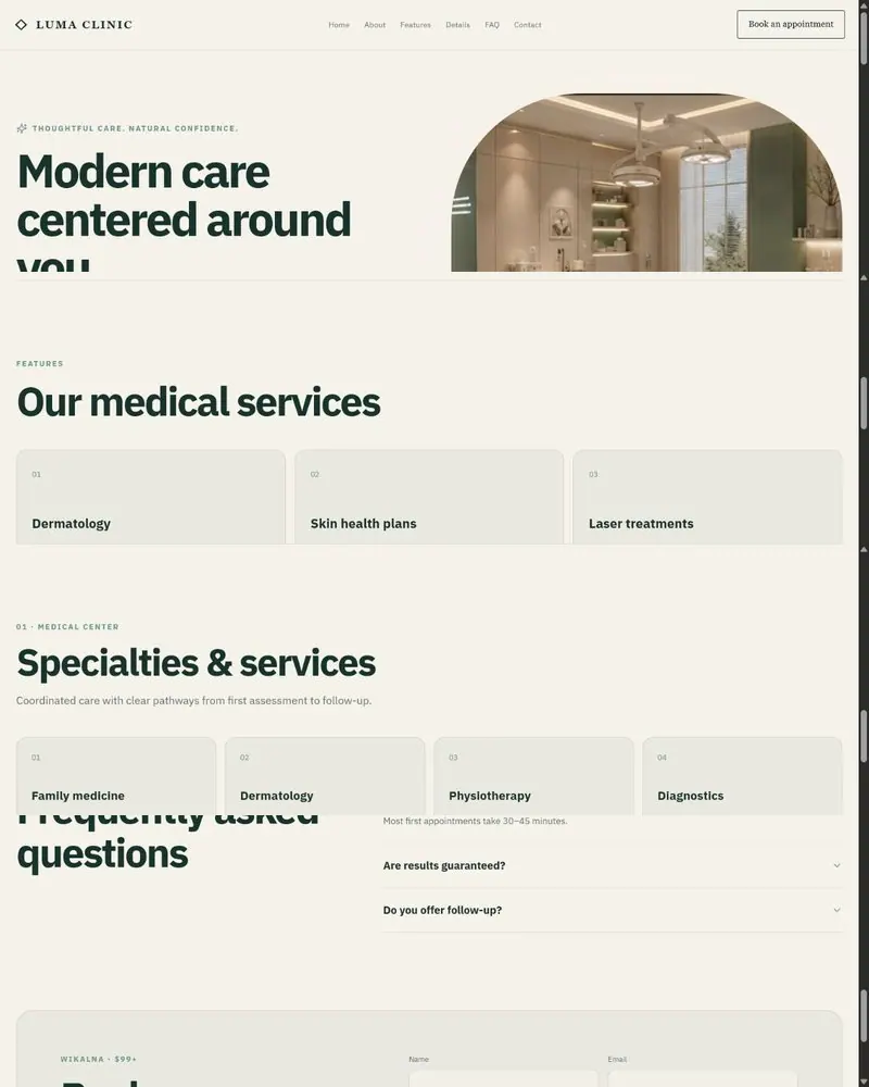 Clinic & Medical Center — Premium landing page visual